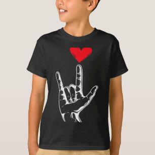 Cute Valentines Day I Love You Hand Sign Language  T-Shirt