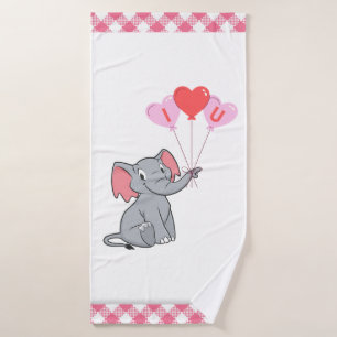 cute Valentine's Day I love you heart Bath Towel