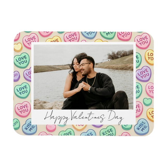 Cute Valentines Day "I Love You" Heart Candy Photo Magnet (Horizontal)