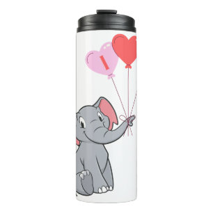 cute Valentine's Day I love you heart elephant Thermal Tumbler