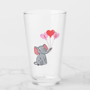 cute Valentine's Day I love you heart Glass