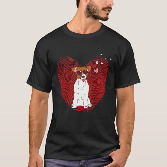 Cute Valentines Day Jack Russell Terrier Graphic H T-Shirt (Front)