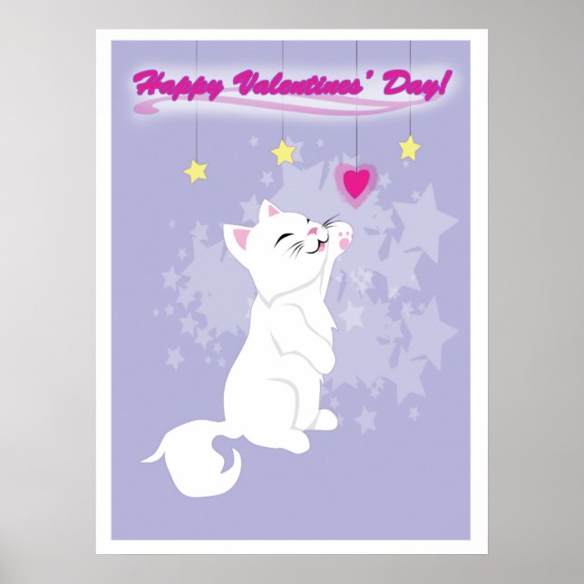 Cute Valentines Day Kitty Poster (Front)