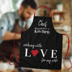 Cute Valentines Day love heart custom husband Apron