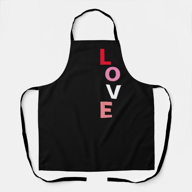 Cute Valentines Day Love Typography Baking Apron (Front)