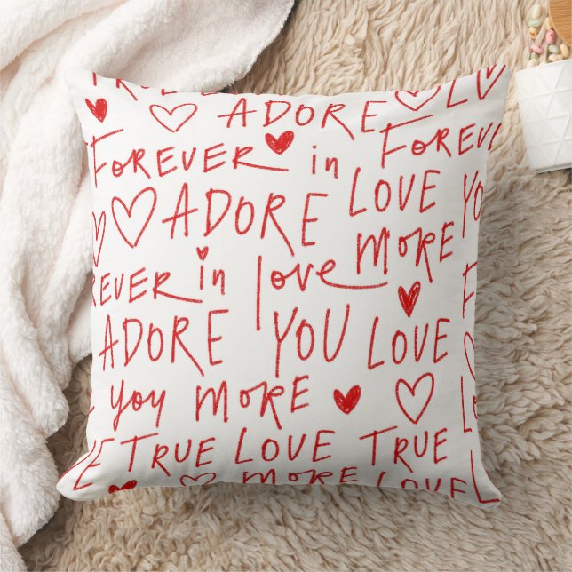 Cute Valentines day love typography Cushion (Blanket)