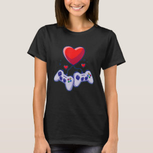 Cute Valentine's Day Matching Couple Video Gamer T-Shirt