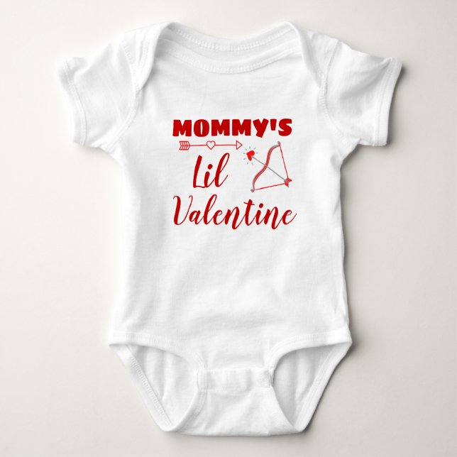 cute valentine's day mummy's little valentine baby bodysuit (Front)