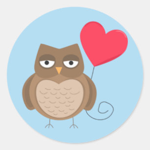 Cute Valentine's Day Owl Classic Round Sticker