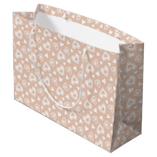 Cute Valentine's Day Peach Hearts Pattern Large Gift Bag
