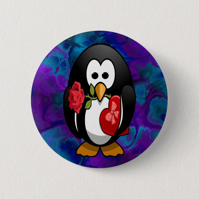 Cute Valentine's Day Penguin Funny Cartoon 6 Cm Round Badge (Front)