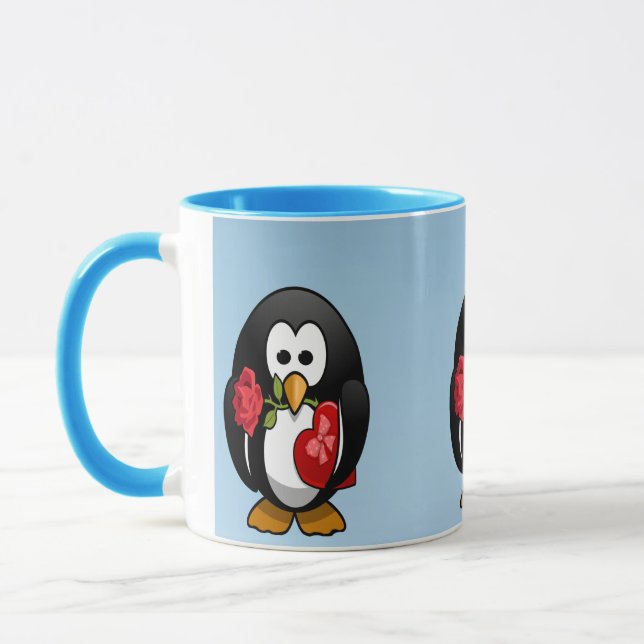 Cute Valentine's Day Penguin Funny Cartoon Mug (Left)