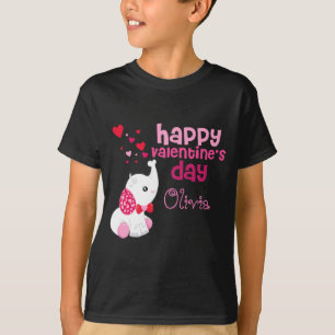 Cute Valentines Day Pink Elephant Custom Kids T Sh T-Shirt