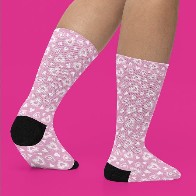 Cute Valentine's Day Pink Hearts Pattern Socks (Creator Uploaded)