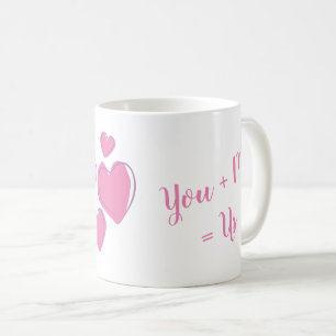 Cute Valentines Day Pink Purple You + Me = Us Coffee Mug