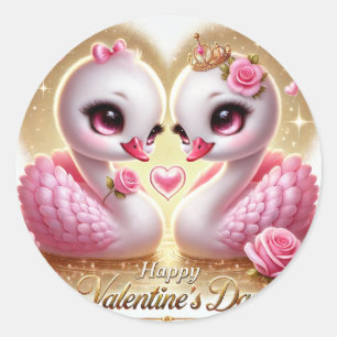 Cute Valentine's Day Pink Swan Sticker