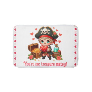 Cute Valentine's day pirate Bath Mat