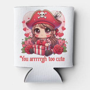 Cute Valentine's day pirate Can Cooler