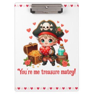 Cute Valentine's day pirate Clipboard