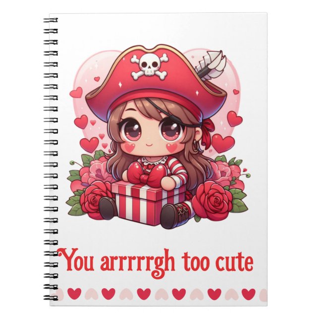 Cute Valentine's day pirate Notebook (Front)