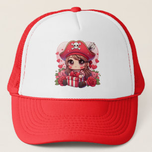 Cute Valentine's day pirate Trucker Hat