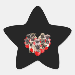 Cute Valentines Day Pug Dog Heart Puppy Star Sticker
