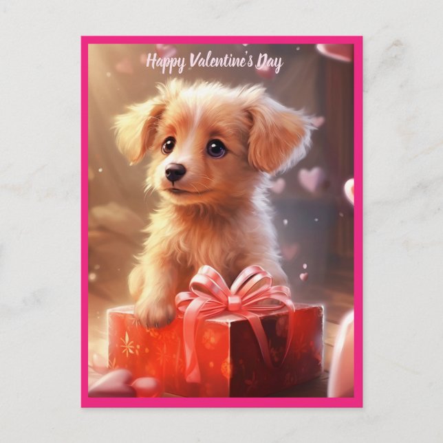 Cute Valentine's Day puppy postcard (Front)