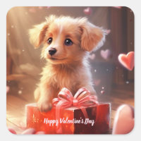 Cute Valentine's Day puppy postcard