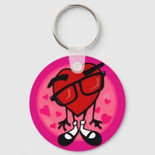CUTE VALENTINE'S DAY RED HEART ROUND KEYCHAIN