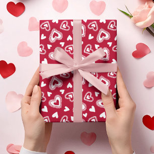 Cute Valentine's Day Red Hearts Pattern Wrapping Paper