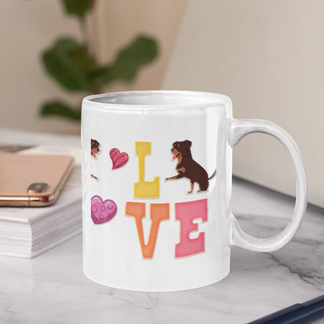 Cute Valentine's Day Rottweilers Breed Lover Gift Coffee Mug (Creator Uploaded)