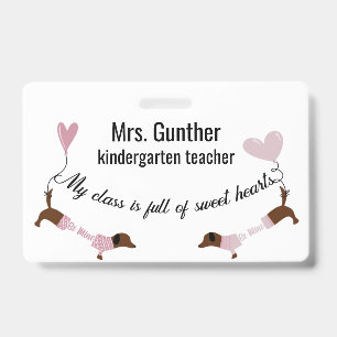 Cute Valentines Day School Teacher  ID Badge