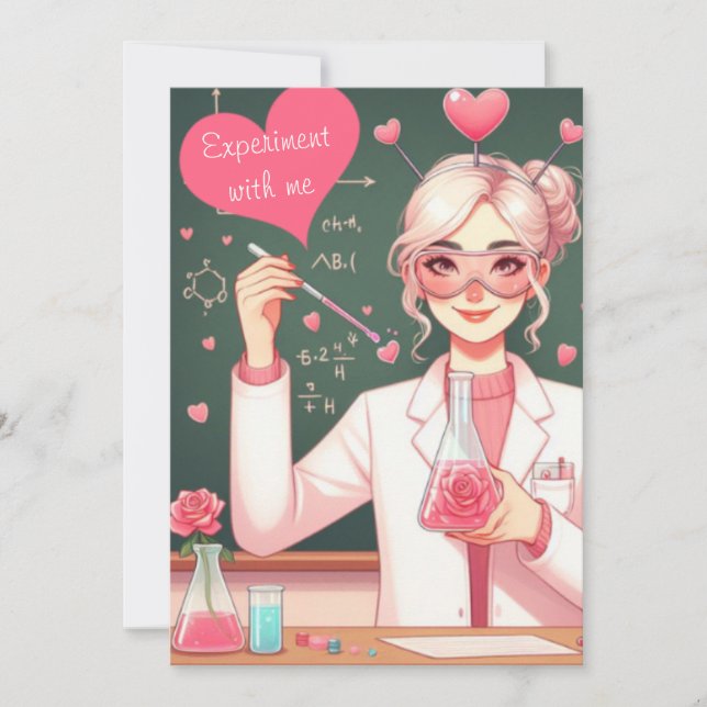Cute Valentine's day scientist Holiday Card (Front)