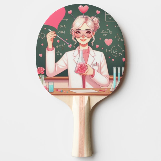Cute Valentine's day scientist Ping Pong Paddle (Front)