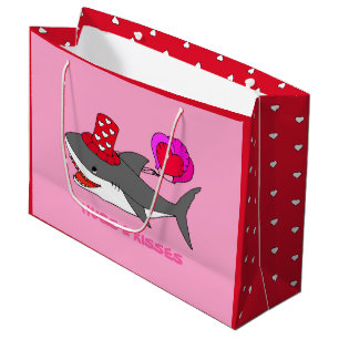 Cute Valentine's Day Shark Large Gift Bag