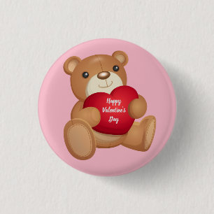 Cute Valentine's Day Teddy Bear 3 Cm Round Badge
