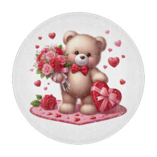 Cute Valentine's day teddy bear Cutting Board