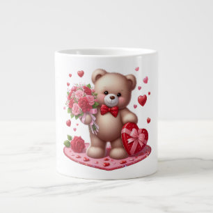 Cute Valentine's Day Teddy Bear Large Coffee Mug