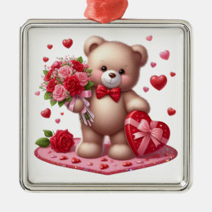 Cute Valentine's Day Teddy Bear Metal Tree Decoration