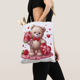Cute Valentine's Day Teddy Bear Tote Bag
