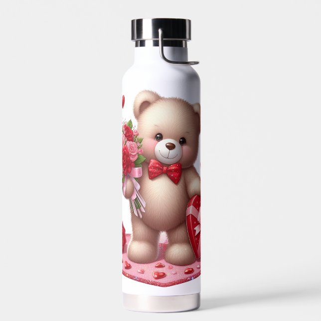 Cute Valentine's Day Teddy Bear Water Bottle (Left)