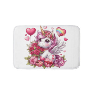 Cute Valentine's day unicorn Bath Mat