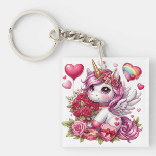 Cute Valentine's day unicorn Key Ring