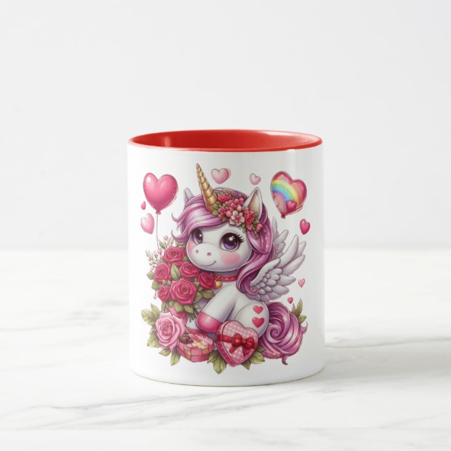 Cute Valentine's day unicorn Mug (Center)
