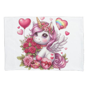 Cute Valentine's day unicorn Pillowcase