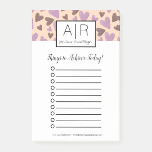 Cute Valentines Day Watercolored Hearts Post-it Notes