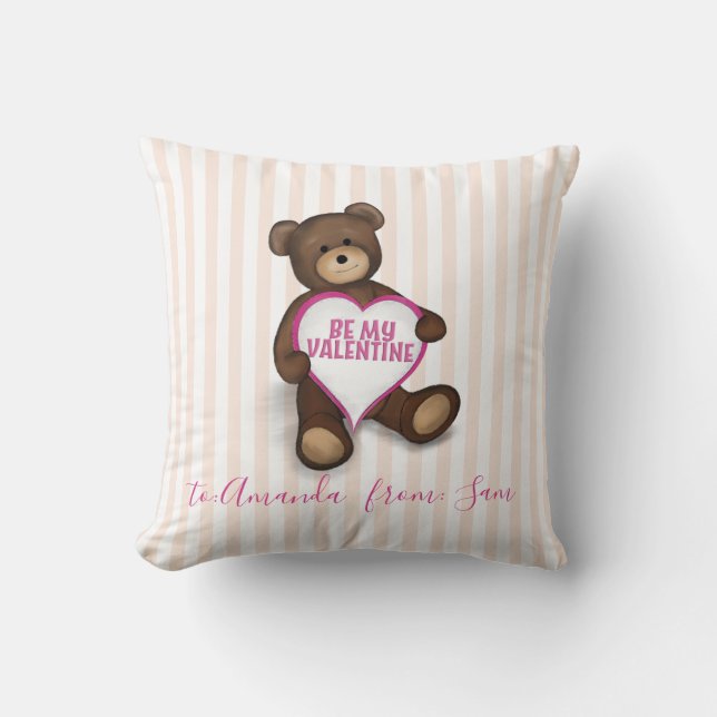 Cute Valentine's Day Whimsical Teddy Bear Cushion (Front)