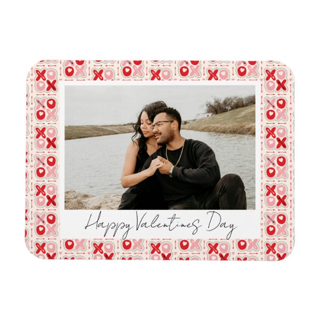 Cute Valentines Day XOXO | Couples Photo Magnet (Horizontal)