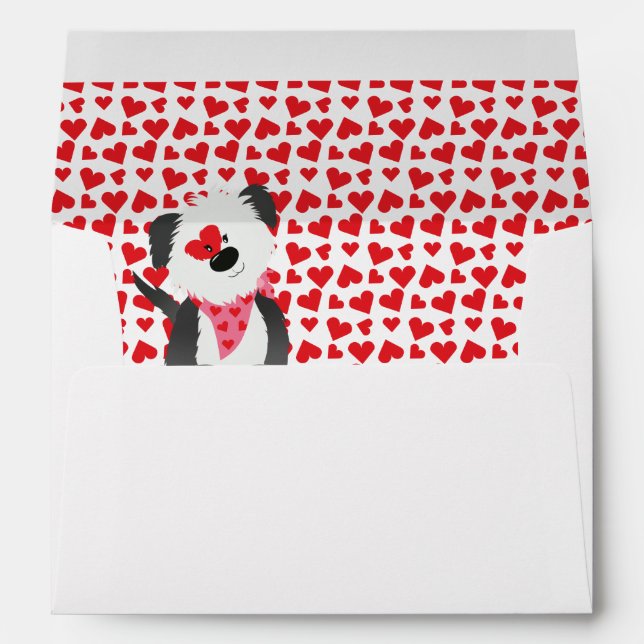 Cute Valentines Dog Heart Pattern Red Envelope (Back (Bottom))