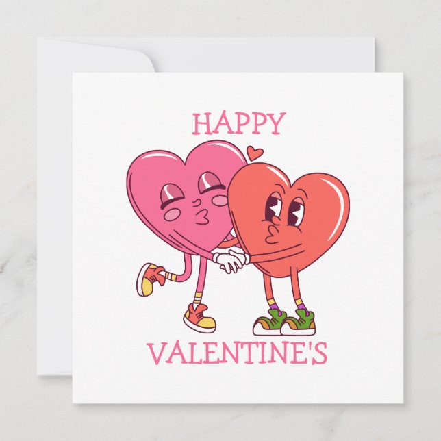 Cute Valentine's Hearts Couple Flat Card (Front)